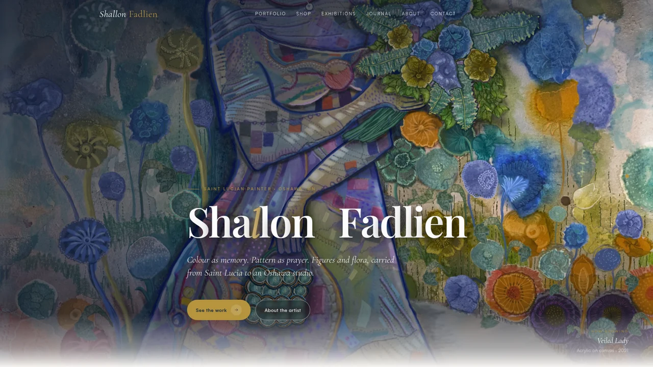 Shallon Fadlien website, built by Chimney Studios